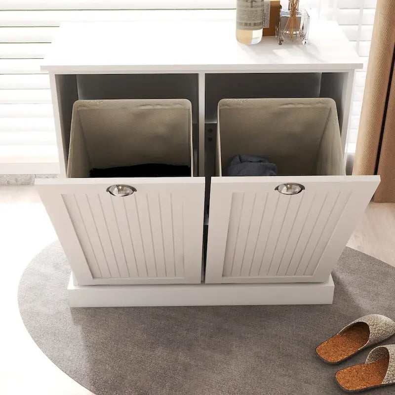 Meuble de tri à linge inclinable à deux compartiments