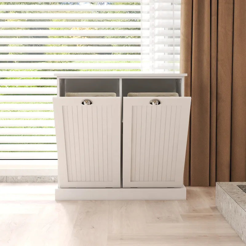 Meuble de tri à linge inclinable à deux compartiments