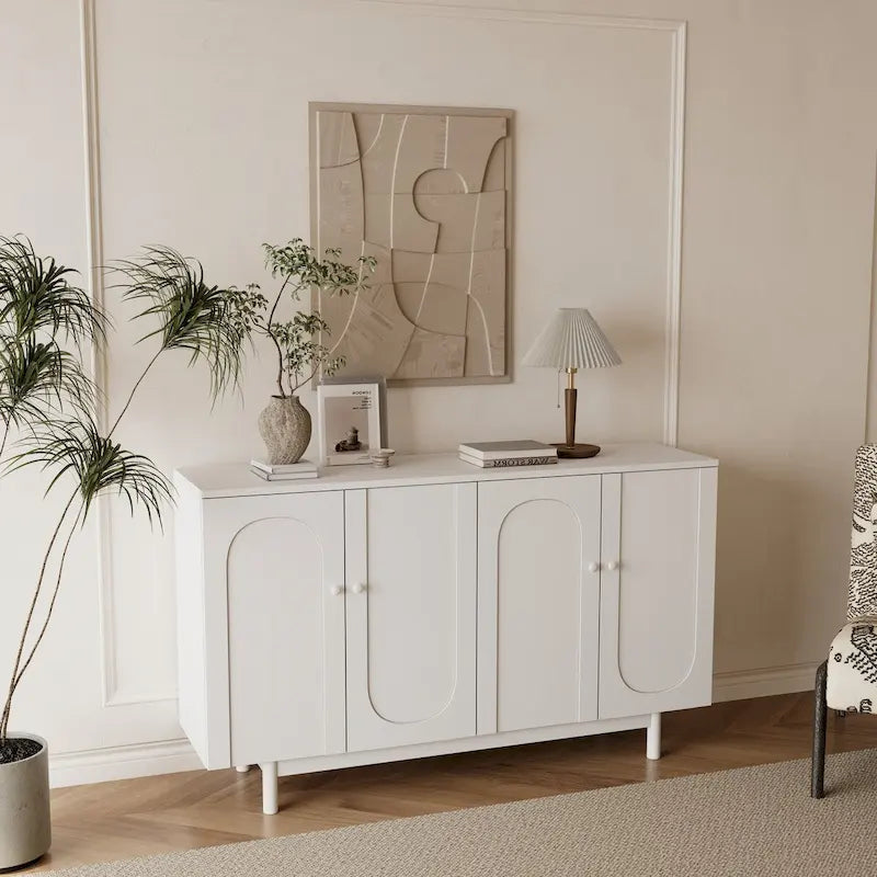 Buffets modernes et élégants, armoire de rangement sculptée à 4 portes