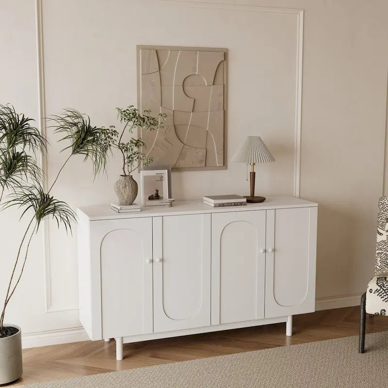 Buffets modernes et élégants, armoire de rangement sculptée à 4 portes