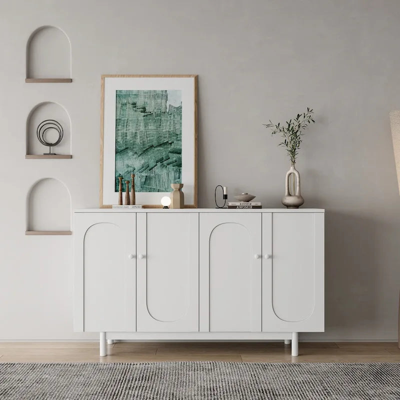 Buffets modernes et élégants, armoire de rangement sculptée à 4 portes