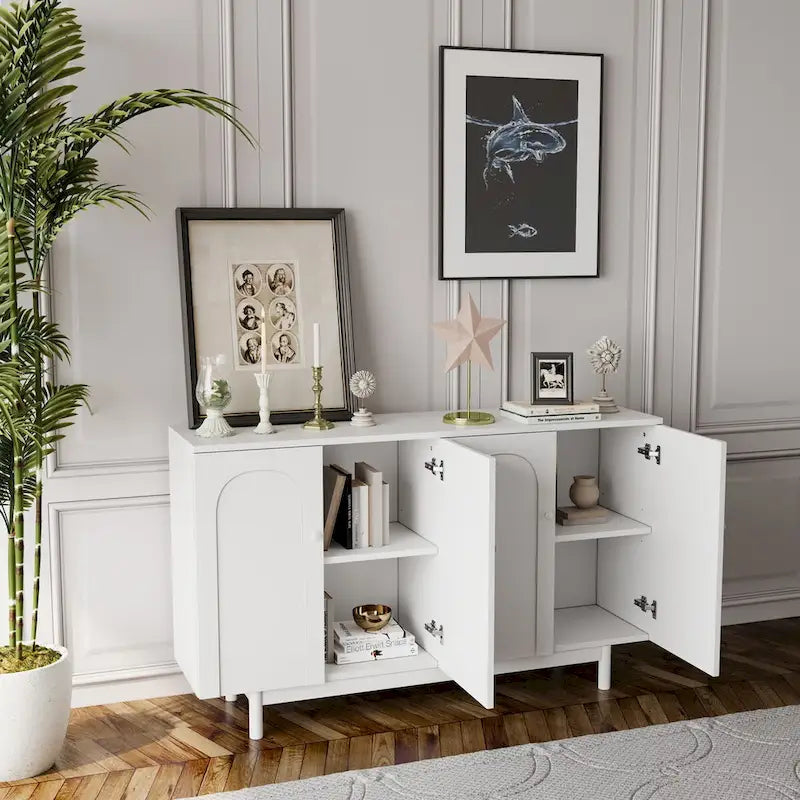 Buffets modernes et élégants, armoire de rangement sculptée à 4 portes