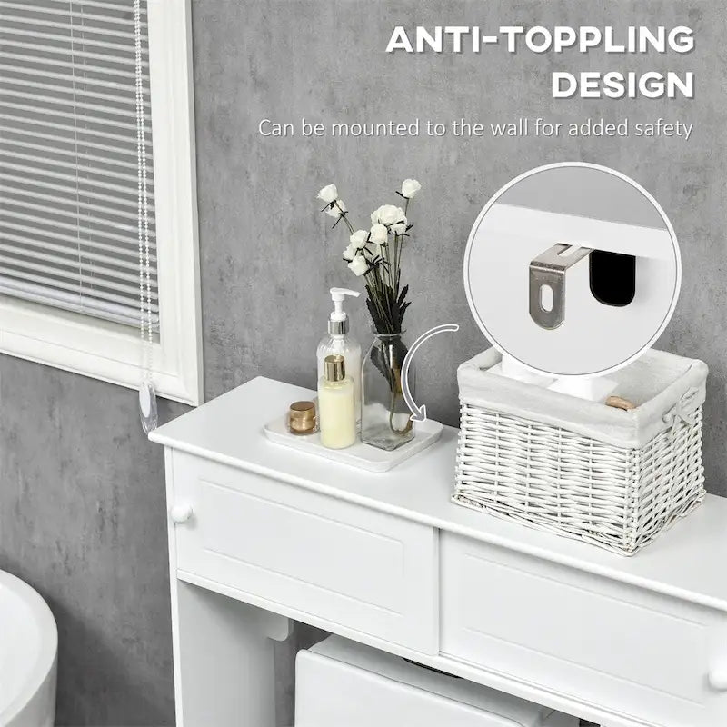 Meuble de rangement de salle de bain sur pied au-dessus des toilettes