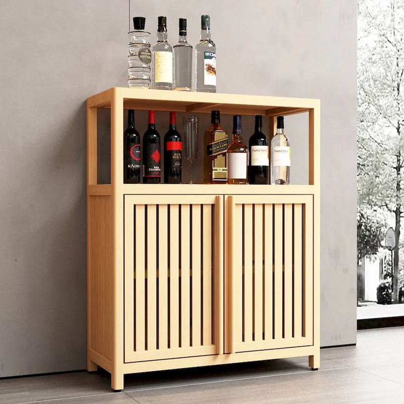 Armoire de salle de bain 2 portes en bois grand modèle (32") avec étagère intérieure, coloris neutre