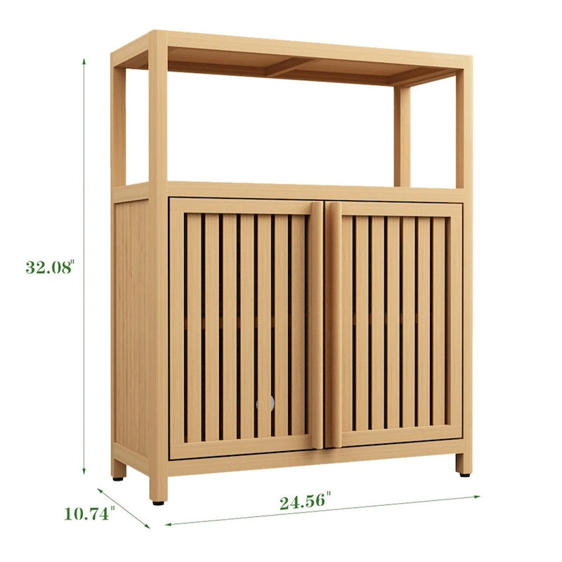 Armoire de salle de bain 2 portes en bois grand modèle (32") avec étagère intérieure, coloris neutre