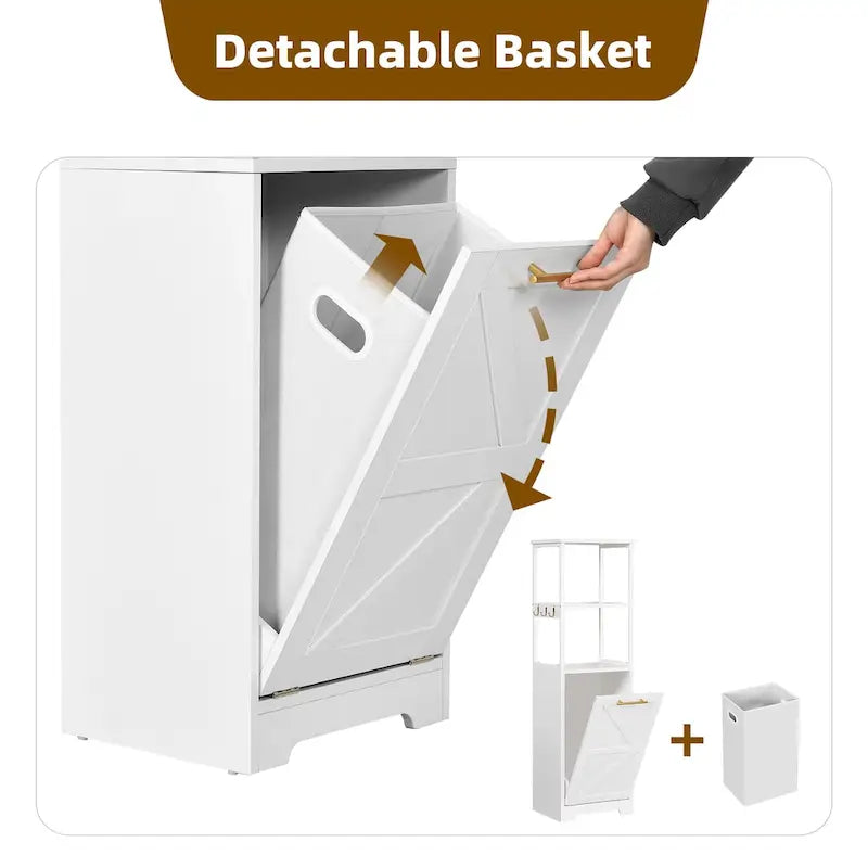 Meuble de Rangement de Salle de Bain à Linge Sale 3 Niveaux Inclinable