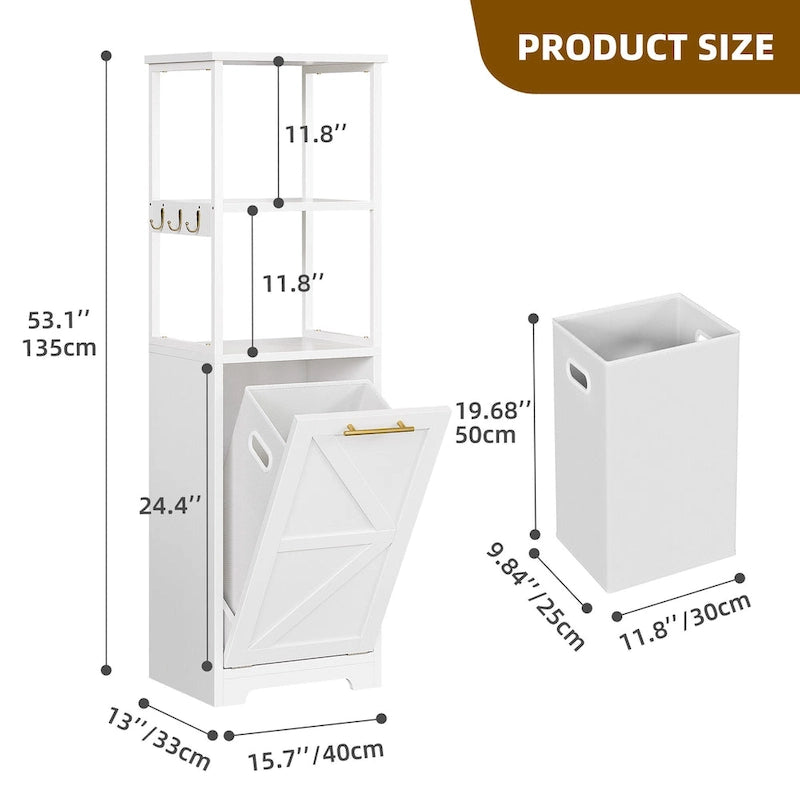 Meuble de Rangement de Salle de Bain à Linge Sale 3 Niveaux Inclinable