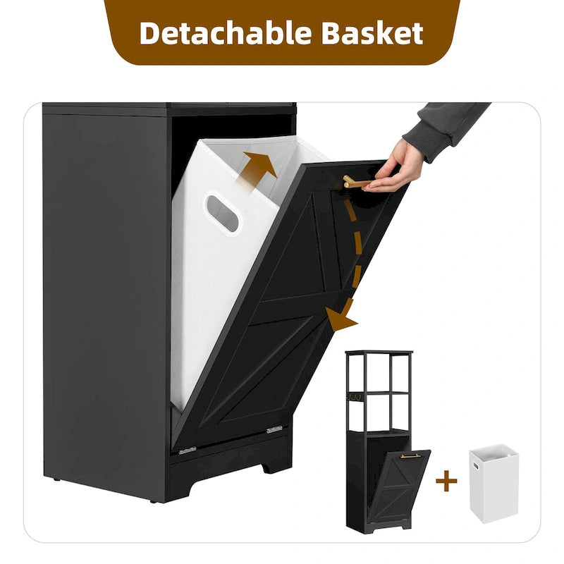 Meuble de Rangement de Salle de Bain à Linge Sale 3 Niveaux Inclinable